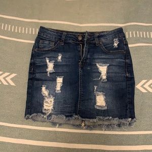 Destroyed Denim mini skirt
